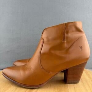 Frye Jennifer Leather Ankle Bootie Cognac Zip Up Women’s Size 9.5M US